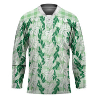 Hawaii Ti Leaf Maile Tuberose Lei Hockey Jersey With Hanalei Leaf Green LT05 Unisex Green - Polynesian Pride