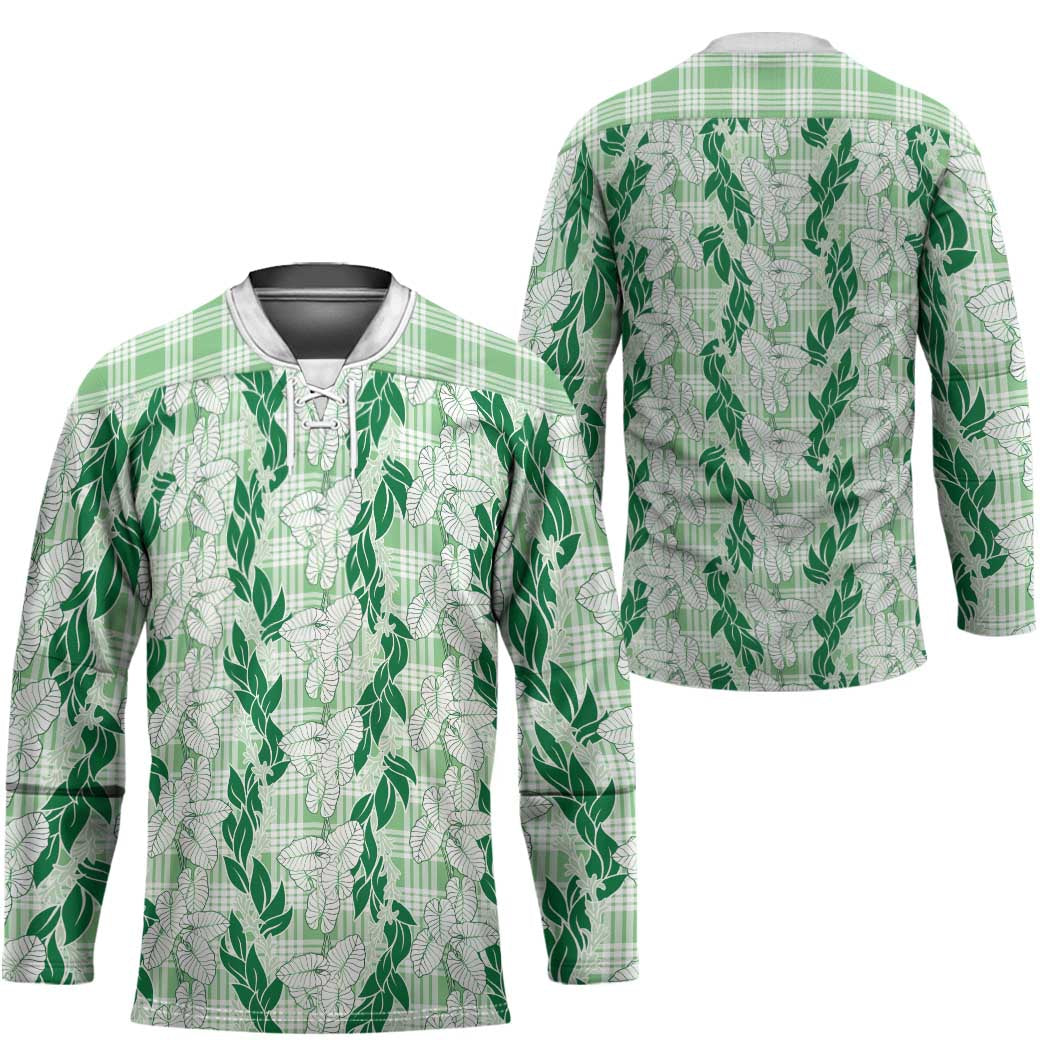 Hawaii Ti Leaf Maile Tuberose Lei Hockey Jersey With Hanalei Leaf Green LT05 - Polynesian Pride
