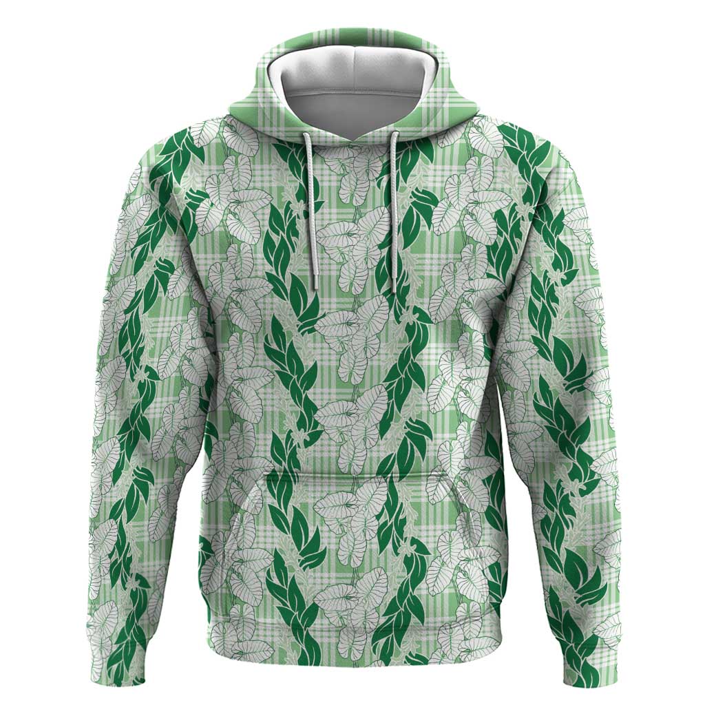 Hawaii Ti Leaf Maile Tuberose Lei Hoodie With Hanalei Leaf Green