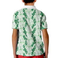 Hawaii Ti Leaf Maile Tuberose Lei Kid Polo Shirt With Hanalei Leaf Green LT05 - Polynesian Pride