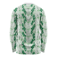 Hawaii Ti Leaf Maile Tuberose Lei Long Sleeve Shirt With Hanalei Leaf Green LT05 - Polynesian Pride