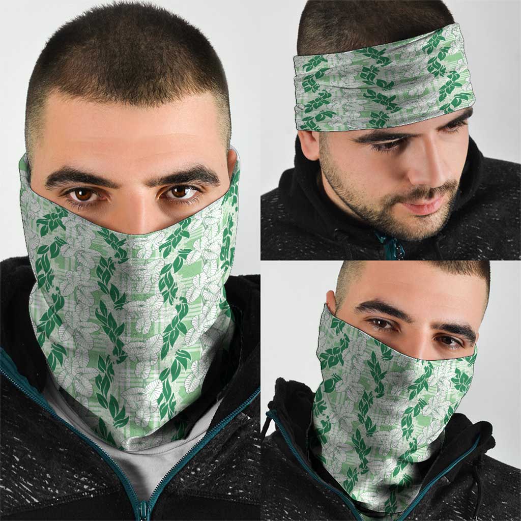 Hawaii Ti Leaf Maile Tuberose Lei Neck Gaiter With Hanalei Leaf Green LT05 - Polynesian Pride