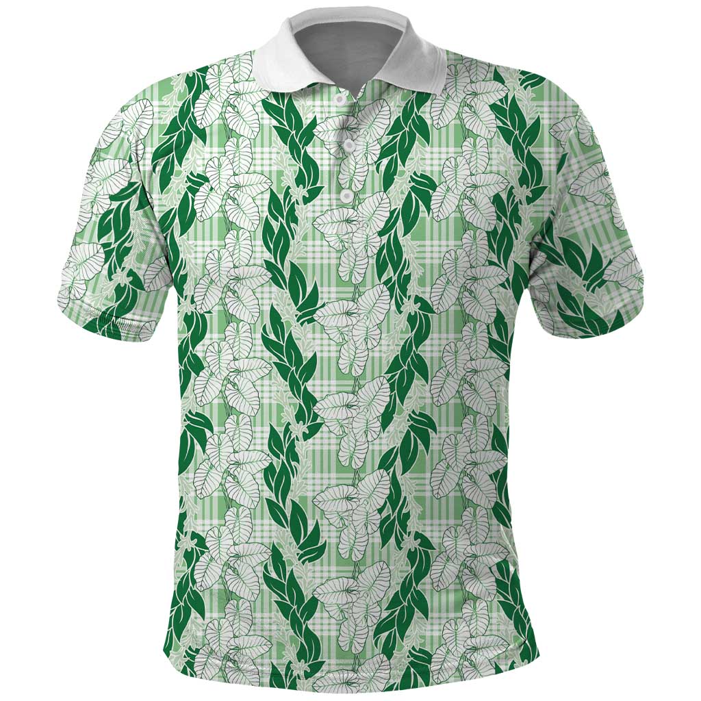 Hawaii Ti Leaf Maile Tuberose Lei Polo Shirt With Hanalei Leaf Green LT05 Green - Polynesian Pride