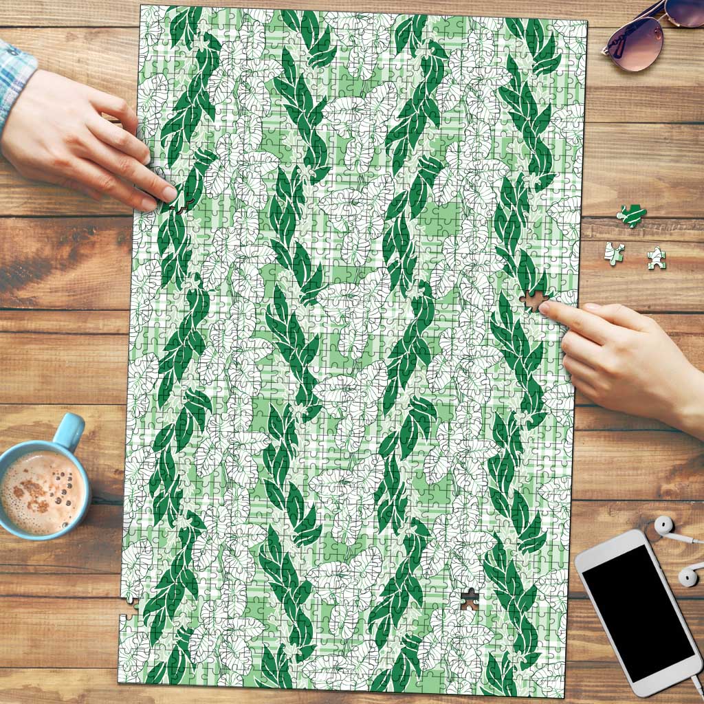 Hawaii Ti Leaf Maile Tuberose Lei Puzzle With Hanalei Leaf Green LT05 Green - Polynesian Pride