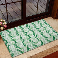 Hawaii Ti Leaf Maile Tuberose Lei Rubber Doormat With Hanalei Leaf Green LT05 - Polynesian Pride