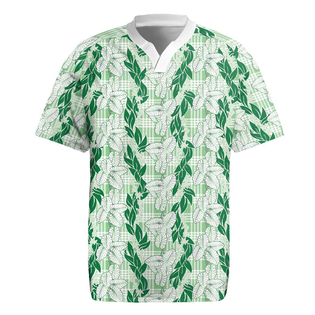 Hawaii Ti Leaf Maile Tuberose Lei Rugby Jersey With Hanalei Leaf Green LT05 Green - Polynesian Pride