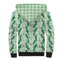 Hawaii Ti Leaf Maile Tuberose Lei Sherpa Hoodie With Hanalei Leaf Green LT05 - Polynesian Pride