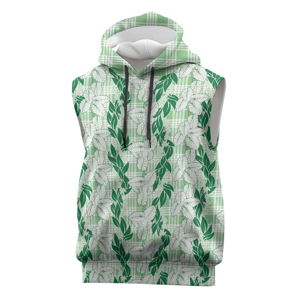 Hawaii Ti Leaf Maile Tuberose Lei Sleeveless Hoodie With Hanalei Leaf Green LT05 Green - Polynesian Pride