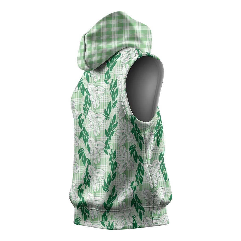 Hawaii Ti Leaf Maile Tuberose Lei Sleeveless Hoodie With Hanalei Leaf Green LT05 - Polynesian Pride