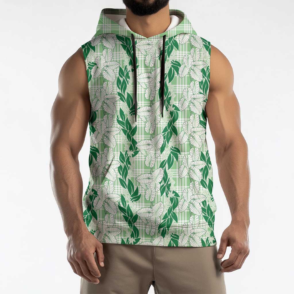 Hawaii Ti Leaf Maile Tuberose Lei Sleeveless Hoodie With Hanalei Leaf Green LT05 - Polynesian Pride