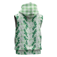 Hawaii Ti Leaf Maile Tuberose Lei Sleeveless Zip Hoodie With Hanalei Leaf Green LT05 - Polynesian Pride