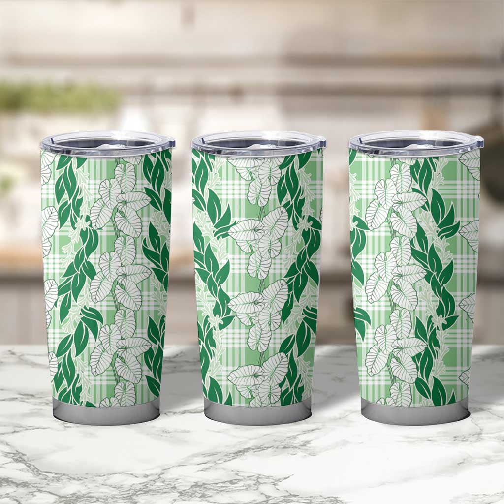 Hawaii Ti Leaf Maile Tuberose Lei Tumbler Cup With Hanalei Leaf Green LT05 - Polynesian Pride