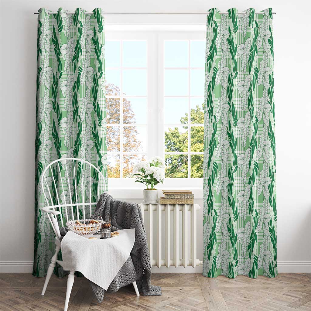 Hawaii Ti Leaf Maile Tuberose Lei Window Curtain With Hanalei Leaf Green LT05 - Polynesian Pride