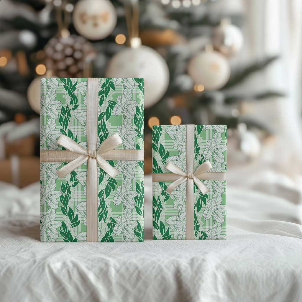 Hawaii Ti Leaf Maile Tuberose Lei Wrapping Paper With Hanalei Leaf Green LT05 - Polynesian Pride