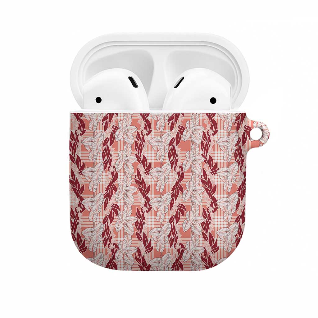 Hawaii Ti Leaf Maile Tuberose Lei AirPods Case With Hanalei Leaf Red LT05 Red - Polynesian Pride