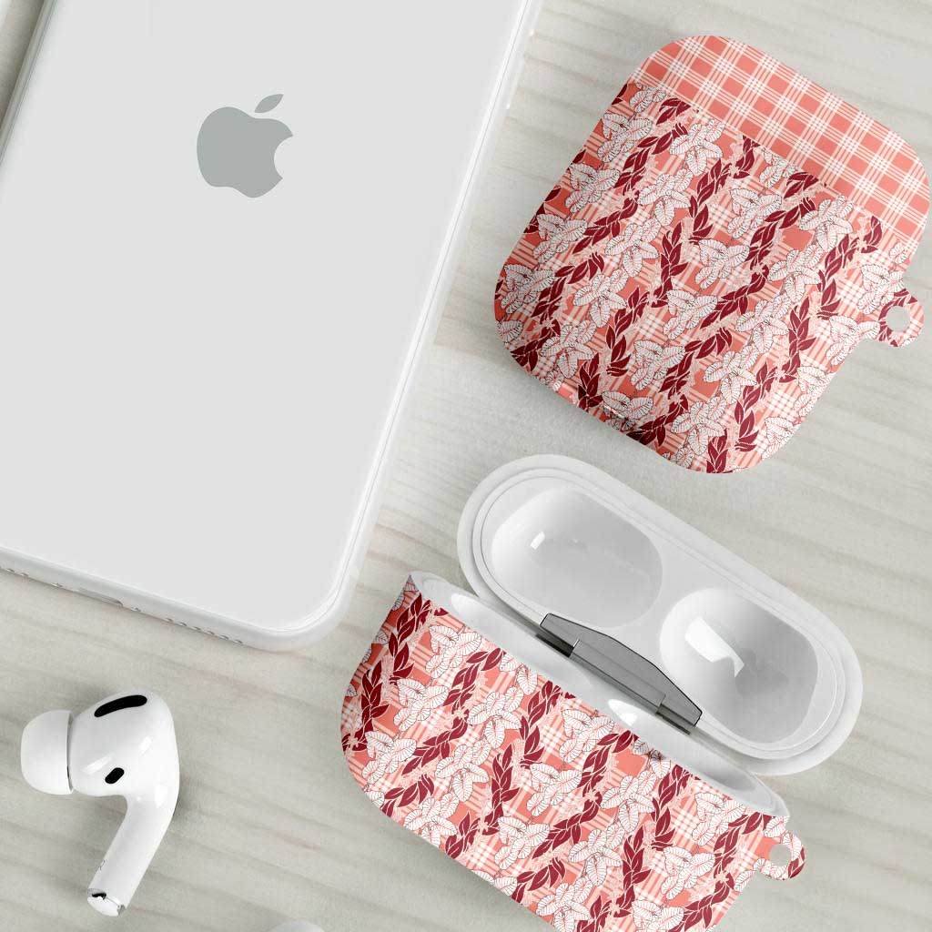 Hawaii Ti Leaf Maile Tuberose Lei AirPods Case With Hanalei Leaf Red LT05 - Polynesian Pride