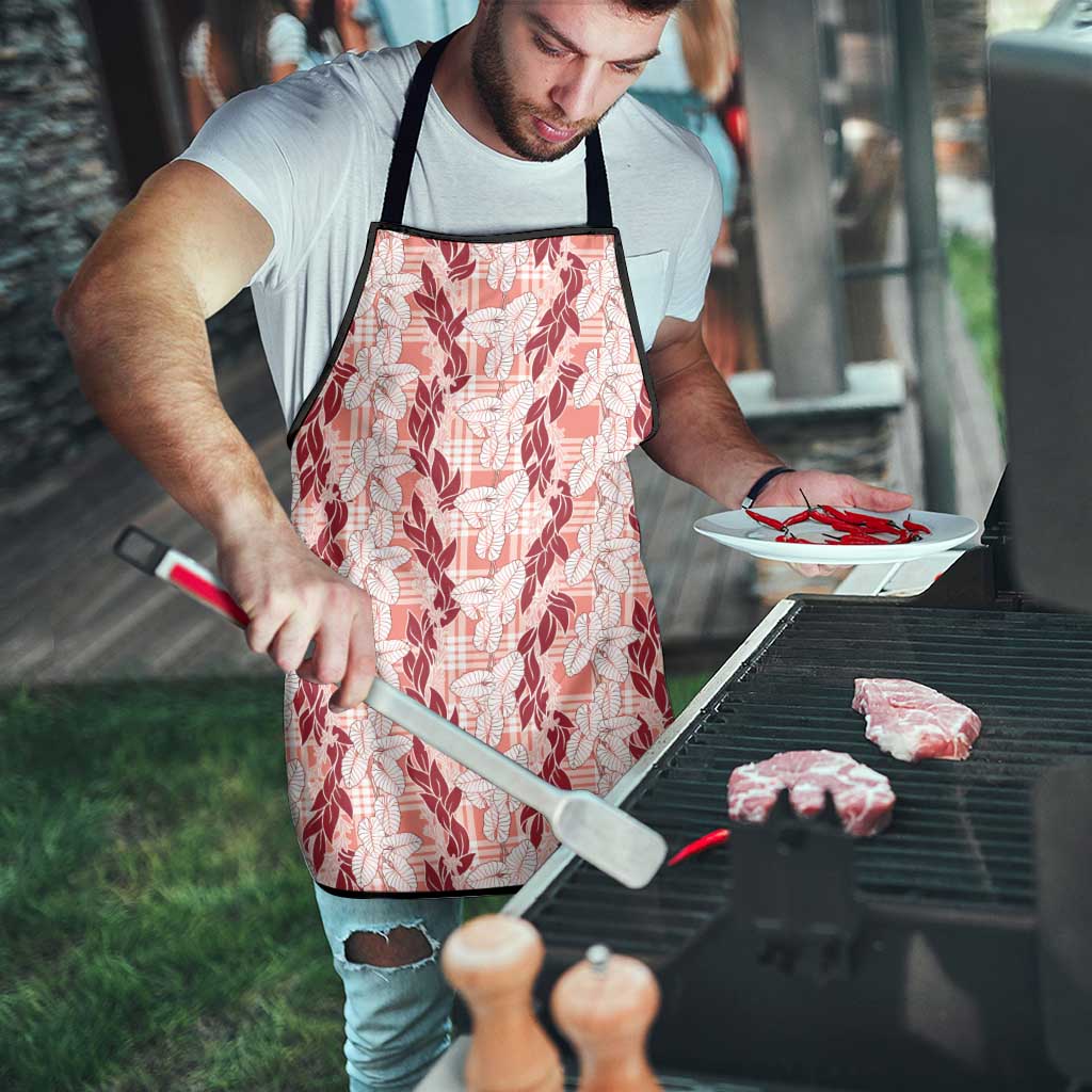 Hawaii Ti Leaf Maile Tuberose Lei Apron With Hanalei Leaf Red LT05 - Polynesian Pride
