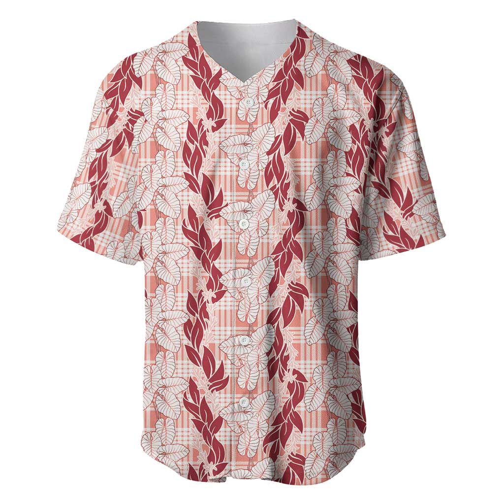 Hawaii Ti Leaf Maile Tuberose Lei Baseball Jersey With Hanalei Leaf Red LT05 Red - Polynesian Pride
