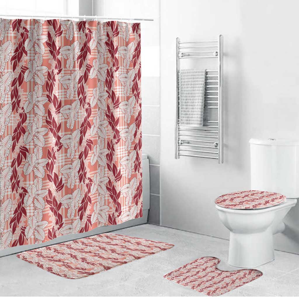 Hawaii Ti Leaf Maile Tuberose Lei Bathroom Set With Hanalei Leaf Red LT05 Bathroom Set (4 pcs) Red - Polynesian Pride