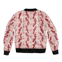 Hawaii Ti Leaf Maile Tuberose Lei Bomber Jacket With Hanalei Leaf Red LT05 - Polynesian Pride