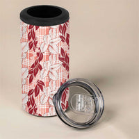 Hawaii Ti Leaf Maile Tuberose Lei 4 in 1 Can Cooler Tumbler With Hanalei Leaf Red LT05 - Polynesian Pride
