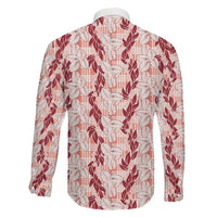 Hawaii Ti Leaf Maile Tuberose Lei Family Matching Long Sleeve Bodycon Dress and Hawaiian Shirt With Hanalei Leaf Red LT05 - Polynesian Pride