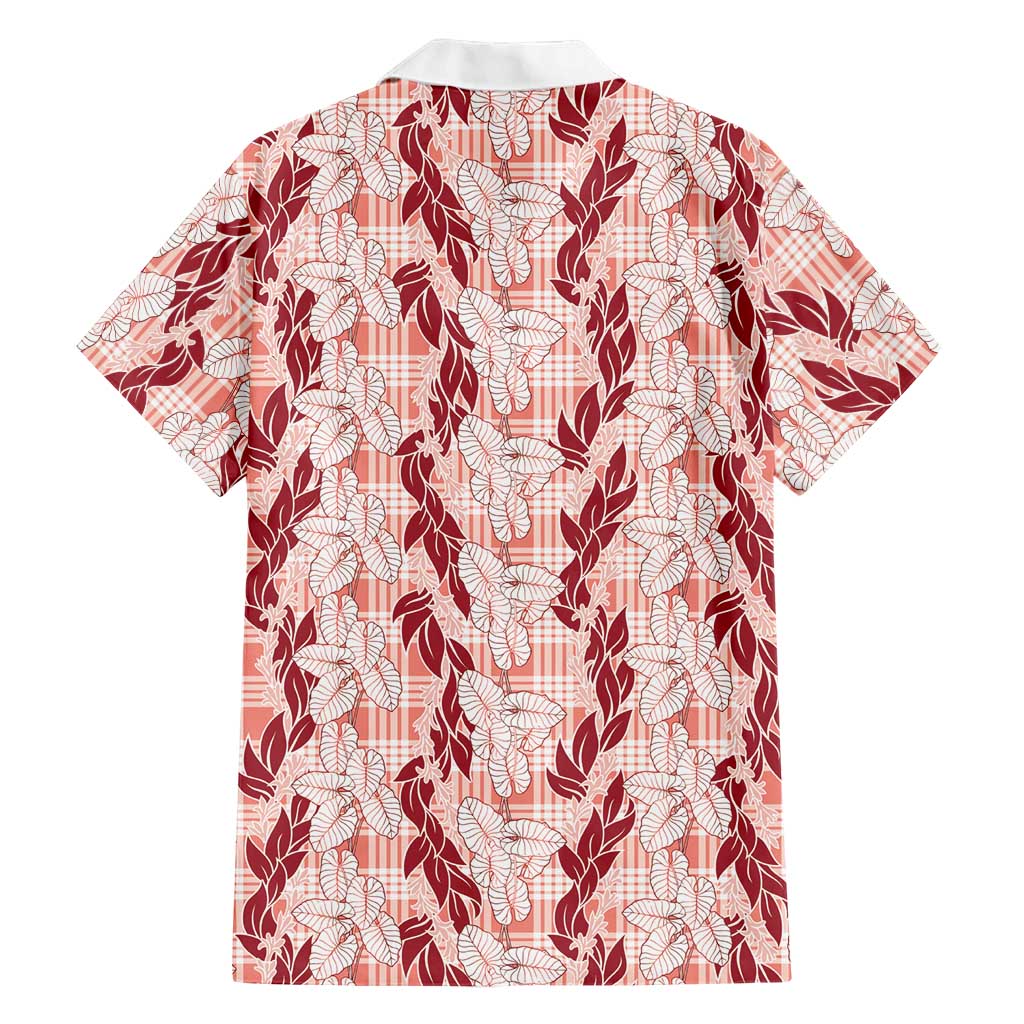Hawaii Ti Leaf Maile Tuberose Lei Family Matching Tank Maxi Dress and Hawaiian Shirt With Hanalei Leaf Red LT05 - Polynesian Pride