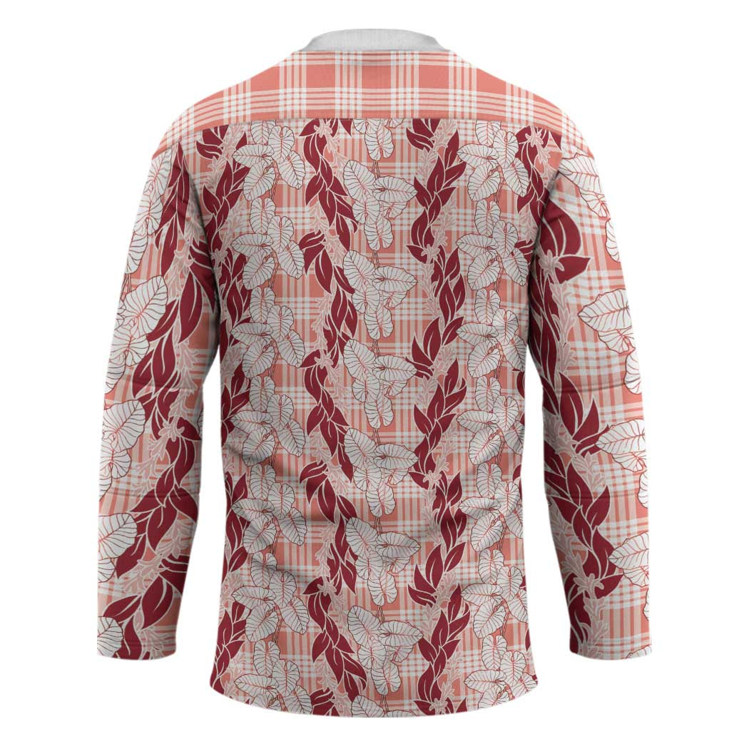 Hawaii Ti Leaf Maile Tuberose Lei Hockey Jersey With Hanalei Leaf Red LT05 - Polynesian Pride