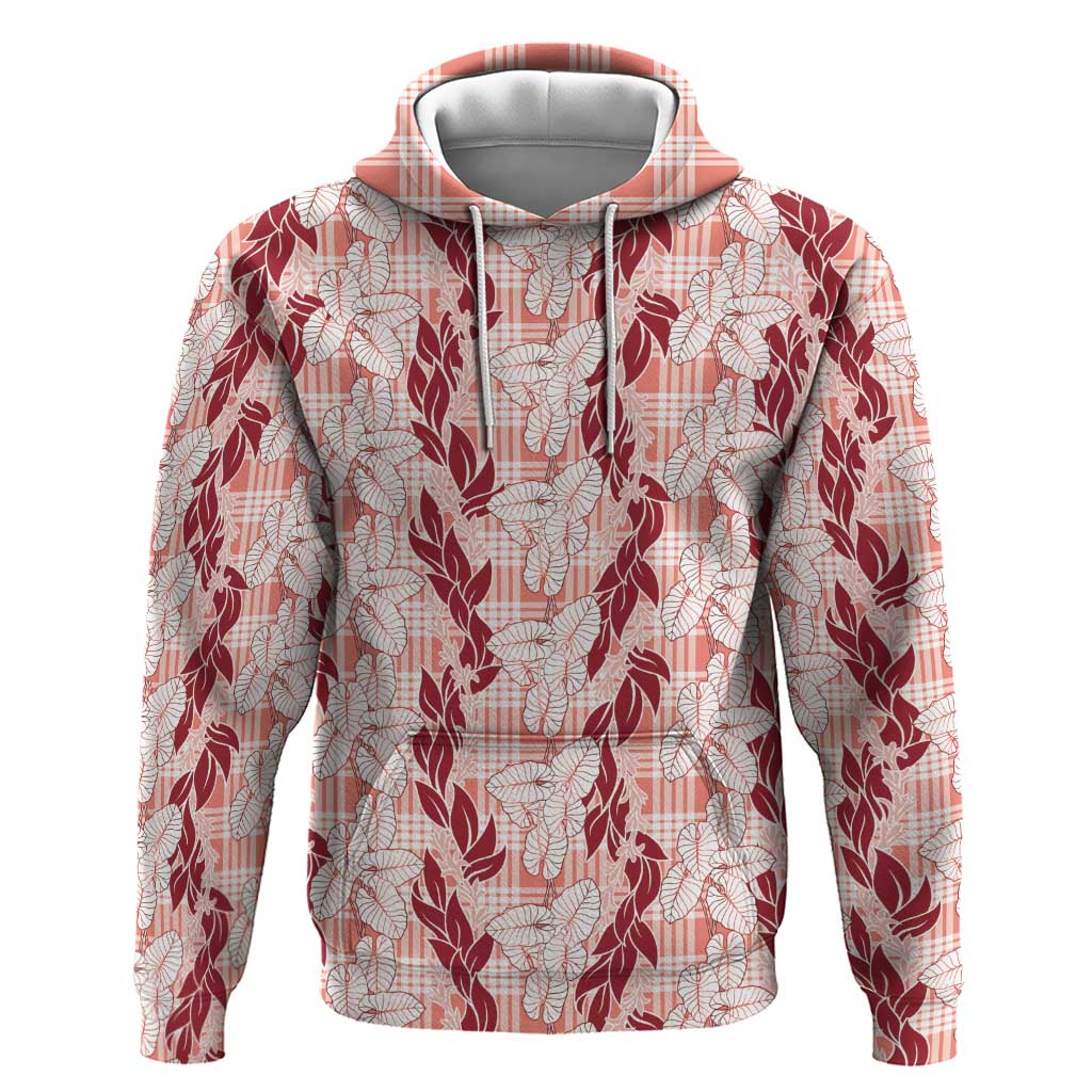 Hawaii Ti Leaf Maile Tuberose Lei Hoodie With Hanalei Leaf Red