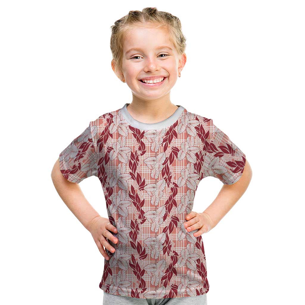 Hawaii Ti Leaf Maile Tuberose Lei Kid T Shirt With Hanalei Leaf Red LT05 Red - Polynesian Pride
