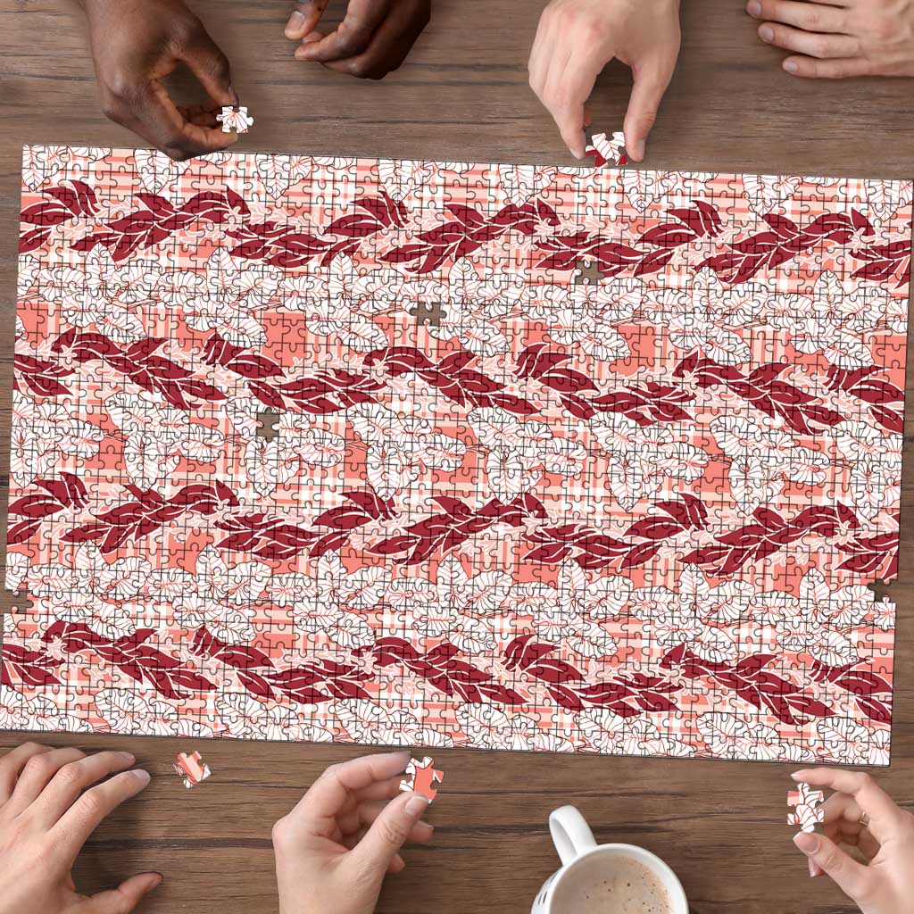Hawaii Ti Leaf Maile Tuberose Lei Puzzle With Hanalei Leaf Red LT05 - Polynesian Pride