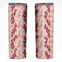 Hawaii Ti Leaf Maile Tuberose Lei Skinny Tumbler With Hanalei Leaf Red LT05 Red - Polynesian Pride