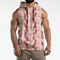 Hawaii Ti Leaf Maile Tuberose Lei Sleeveless Hoodie With Hanalei Leaf Red LT05 - Polynesian Pride