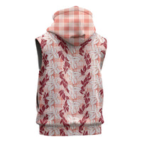 Hawaii Ti Leaf Maile Tuberose Lei Sleeveless Zip Hoodie With Hanalei Leaf Red LT05 - Polynesian Pride
