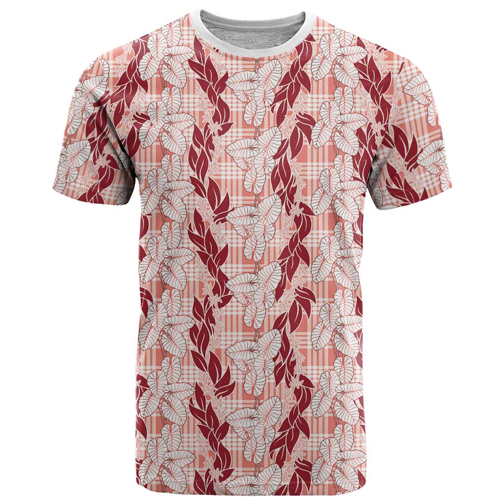 Hawaii Ti Leaf Maile Tuberose Lei T Shirt With Hanalei Leaf Red