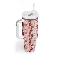 Hawaii Ti Leaf Maile Tuberose Lei Tumbler With Handle With Hanalei Leaf Red LT05 - Polynesian Pride