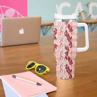 Hawaii Ti Leaf Maile Tuberose Lei Tumbler With Handle With Hanalei Leaf Red LT05 - Polynesian Pride