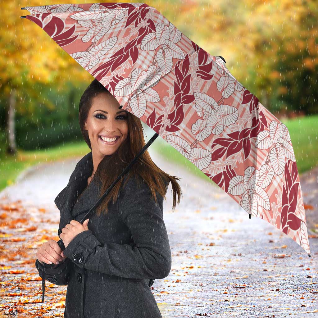 Hawaii Ti Leaf Maile Tuberose Lei Umbrella With Hanalei Leaf Red LT05 - Polynesian Pride