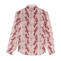 Hawaii Ti Leaf Maile Tuberose Lei Women Casual Shirt With Hanalei Leaf Red LT05 - Polynesian Pride