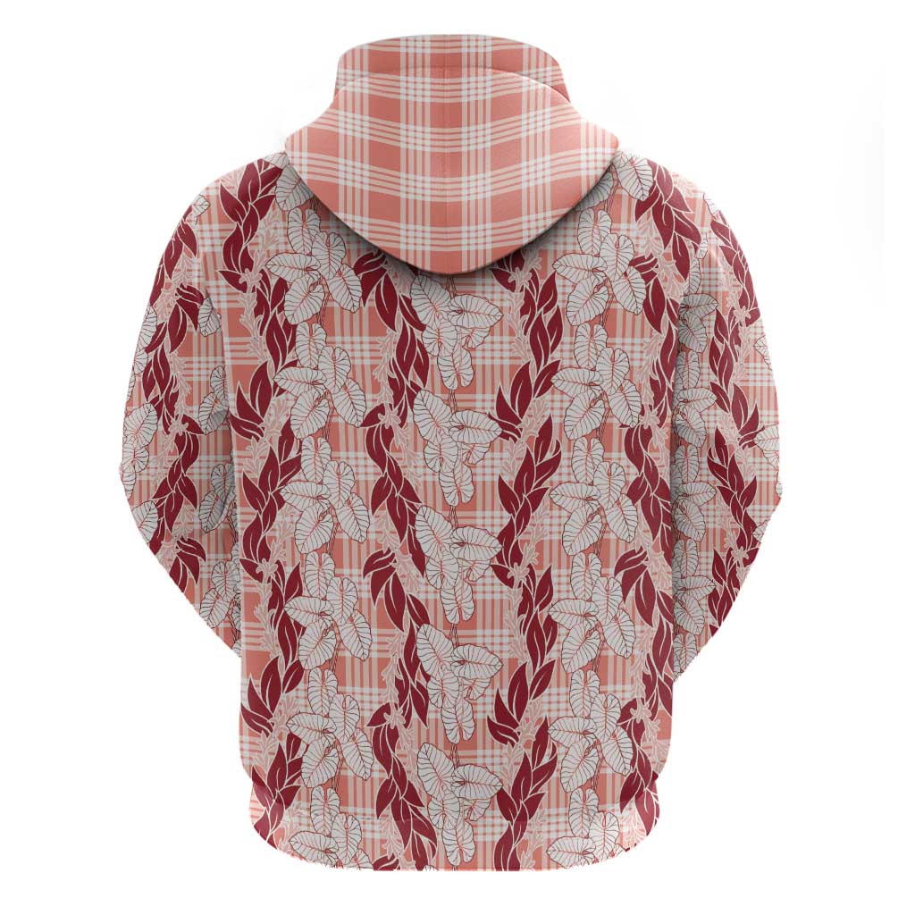 Hawaii Ti Leaf Maile Tuberose Lei Zip Hoodie With Hanalei Leaf Red LT05 - Polynesian Pride