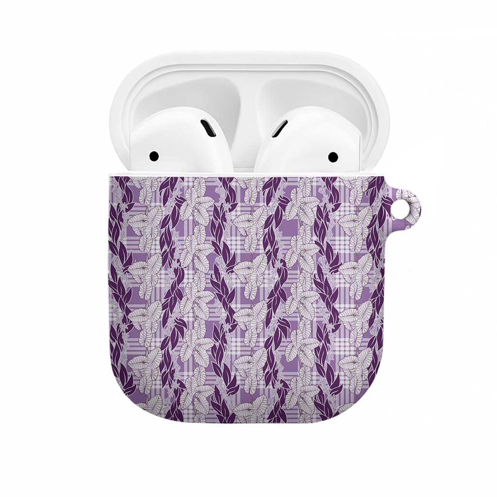 Hawaii Ti Leaf Maile Tuberose Lei AirPods Case With Hanalei Leaf Purple LT05 Purple - Polynesian Pride