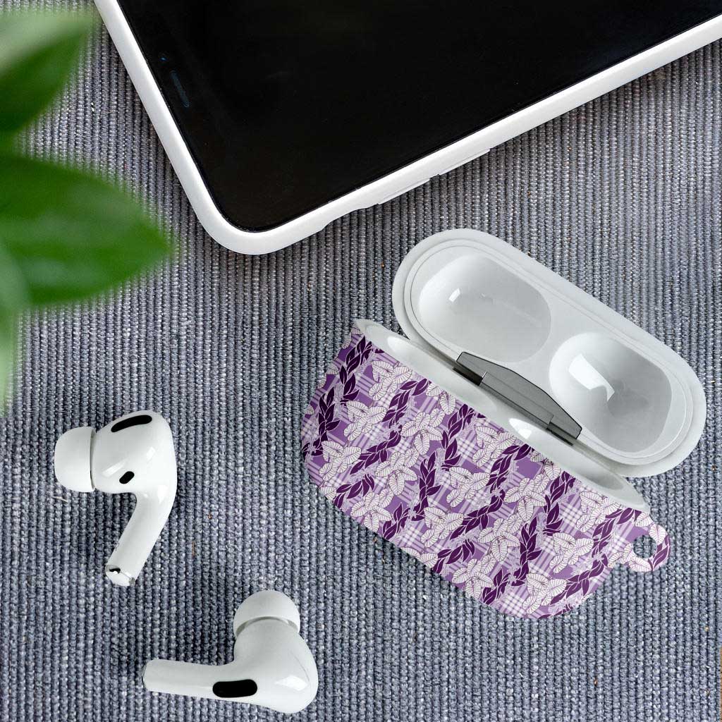 Hawaii Ti Leaf Maile Tuberose Lei AirPods Case With Hanalei Leaf Purple LT05 - Polynesian Pride
