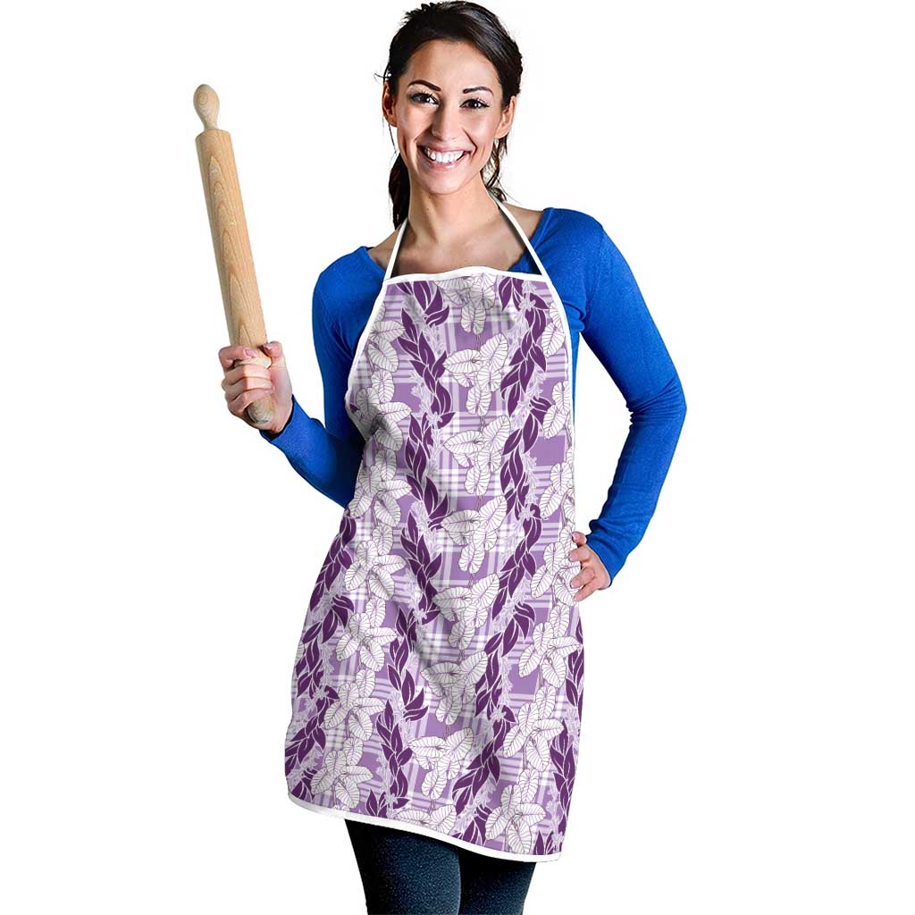 Hawaii Ti Leaf Maile Tuberose Lei Apron With Hanalei Leaf Purple LT05 - Polynesian Pride