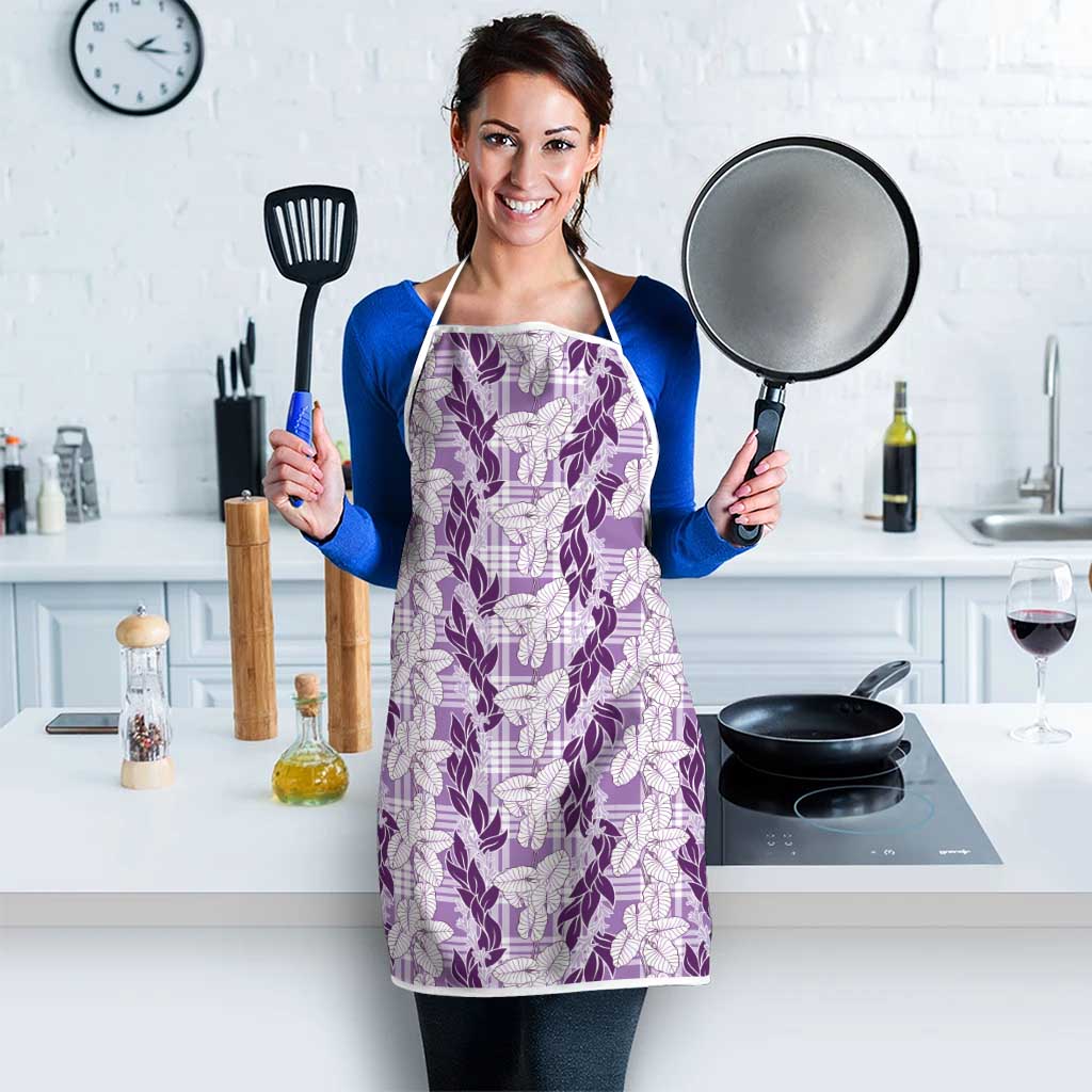 Hawaii Ti Leaf Maile Tuberose Lei Apron With Hanalei Leaf Purple LT05 - Polynesian Pride