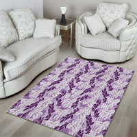 Hawaii Ti Leaf Maile Tuberose Lei Area Rug With Hanalei Leaf Purple LT05 - Polynesian Pride