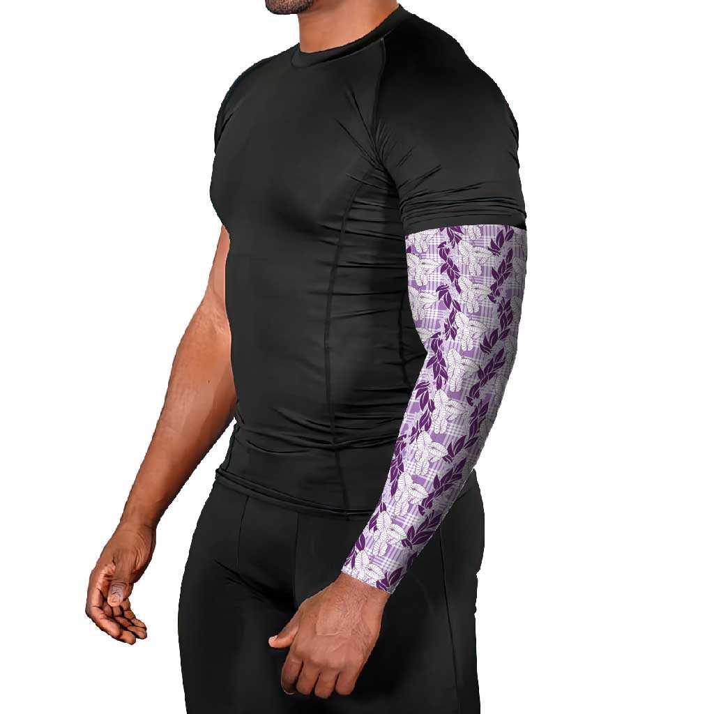 Hawaii Ti Leaf Maile Tuberose Lei Arm Sleeves With Hanalei Leaf Purple LT05 - Polynesian Pride