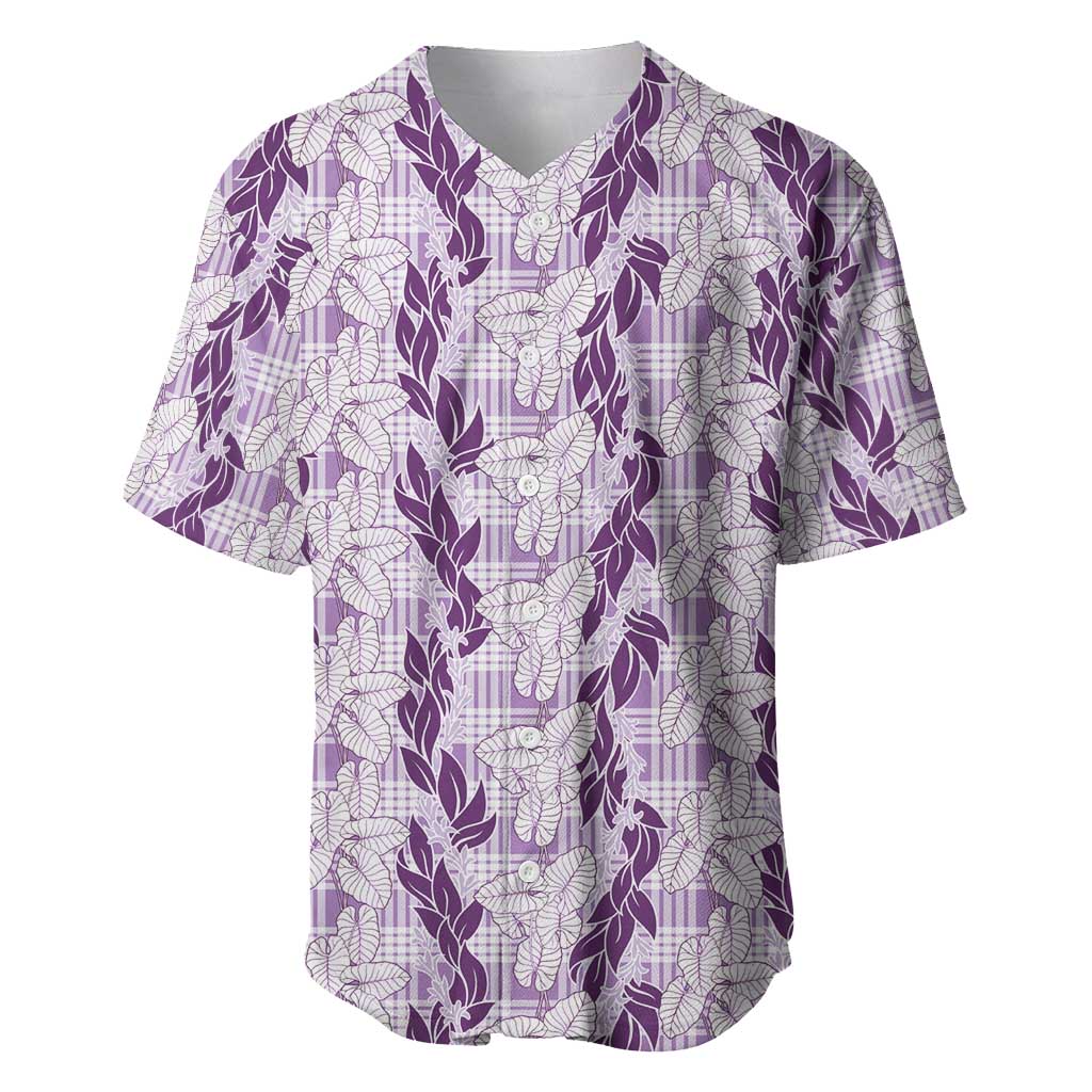 Hawaii Ti Leaf Maile Tuberose Lei Baseball Jersey With Hanalei Leaf Purple LT05 Purple - Polynesian Pride