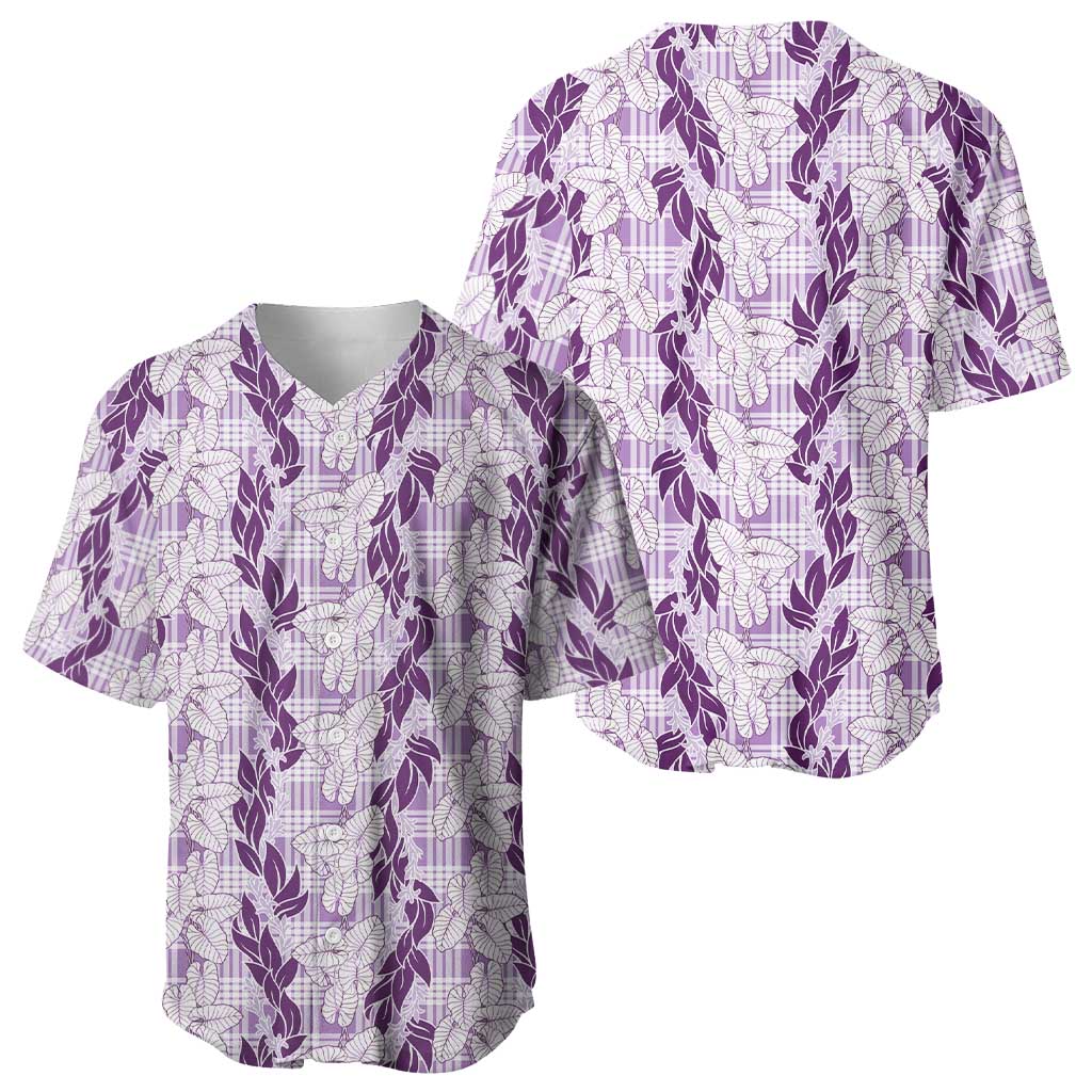 Hawaii Ti Leaf Maile Tuberose Lei Baseball Jersey With Hanalei Leaf Purple LT05 - Polynesian Pride