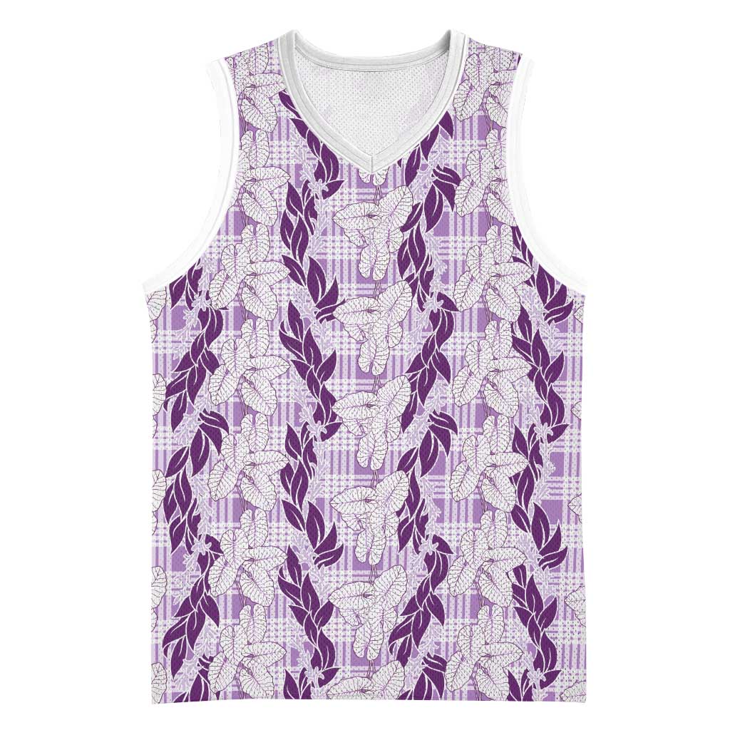 Hawaii Ti Leaf Maile Tuberose Lei Basketball Jersey With Hanalei Leaf Purple LT05 Unisex Purple - Polynesian Pride