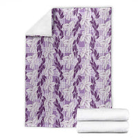 Hawaii Ti Leaf Maile Tuberose Lei Blanket With Hanalei Leaf Purple LT05 - Polynesian Pride